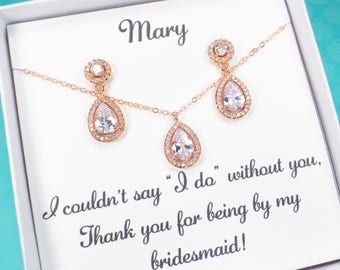 Bridesmaid Gift set, Bridesmaid Earrings, Bridal Jewelry set, rose gold earrings, wedding jewelry, Bridal earrings, bridal party