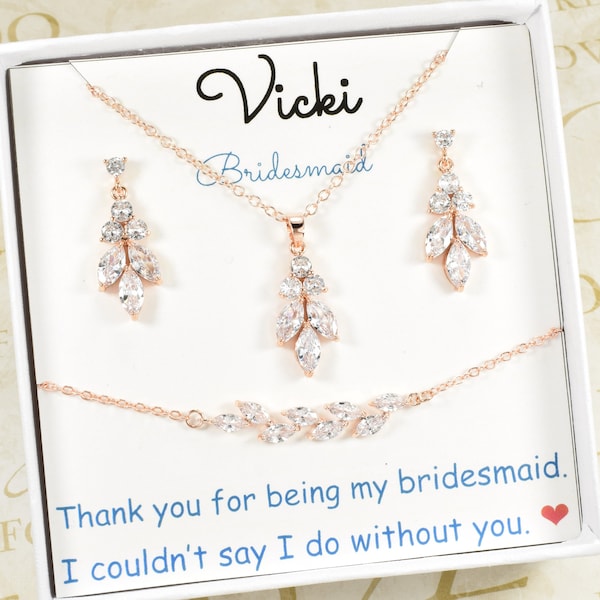 Bridesmaid gifts bridesmaid earrings, bridesmaid bracelet, Cubic Zirconia bridesmaid earrings bracelet,personalised wedding jewelry