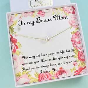 Stepmom wedding gift, Mother of the bride Gift, pearl necklace pearl earrings Mother of the Groom gift, Pearl jewelry wedding image 10