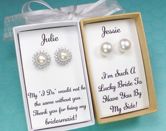 Bridesmaid gifts,bridesmaid proposal pearl earrings,bridesmaid earrings,bridesmaid gift,bridal party gift,pearl stud earrings