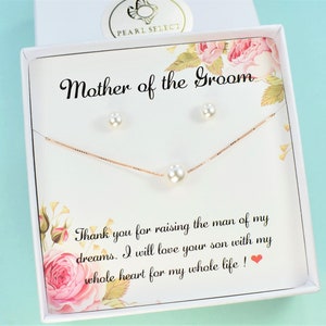 Stepmom wedding gift, Mother of the bride Gift, pearl necklace pearl earrings Mother of the Groom gift, Pearl jewelry wedding image 8