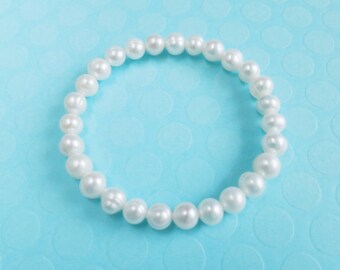 Pulsera de perlas, regalo de damas de honor, regalo de niña de flores, pulsera de niña de flores, pulsera de perlas de agua dulce, pulsera de dama de honor,