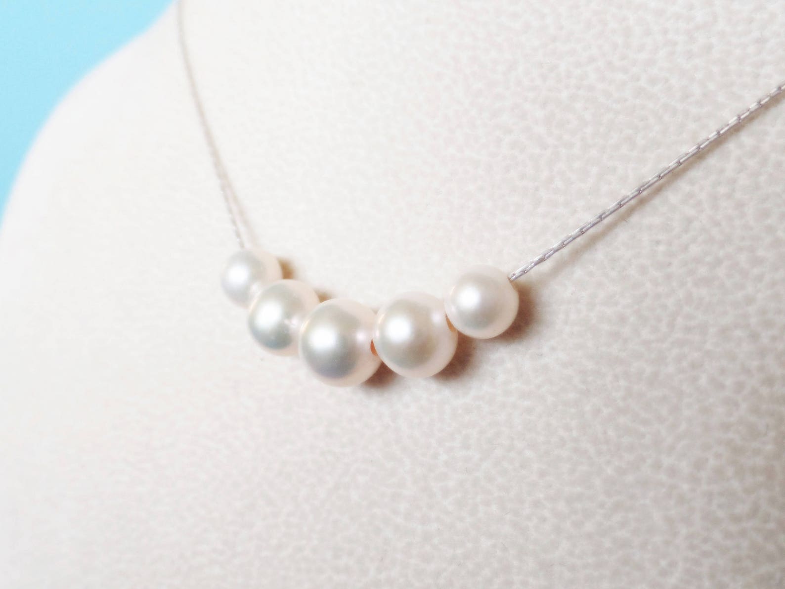 Floating Pearl Necklacethree Pearl Necklacechristmas Etsy