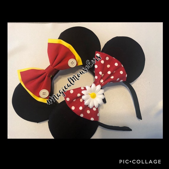 CLASSIC Pair Mickey and Minnie Magical Mouse Ears (puffy Ears