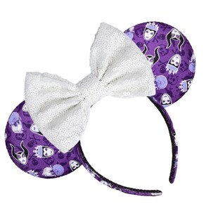 Scattered Evil Villans Magical Mouse Ears | (puffy ears) choose: bow color & headband, hat or piggy tail clips or ties