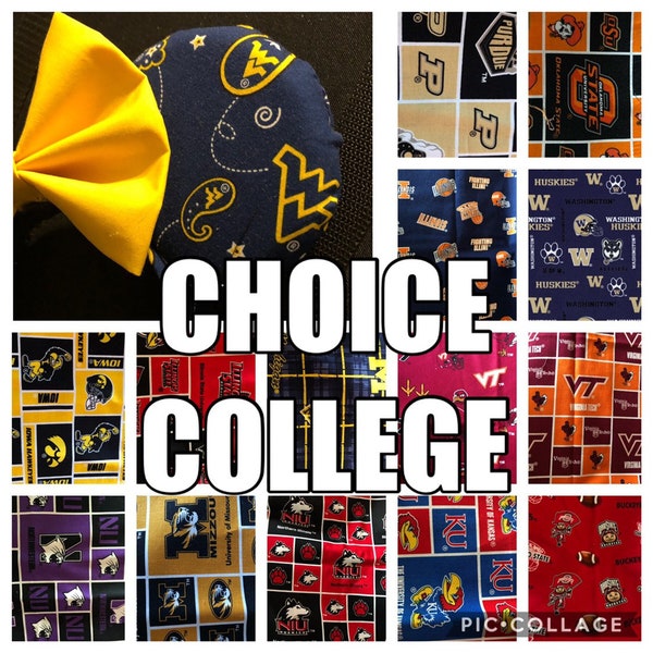 COLLEGE Choice (see description for list of colleges/universities) | puffy ears, choice of bow and headband, hat, hair clips or bow