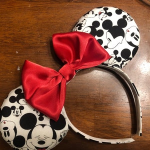 MICKEY Magical Mouse Ears | (puffy ears) choose: bow color & headband, hat or piggy tail clips or ties