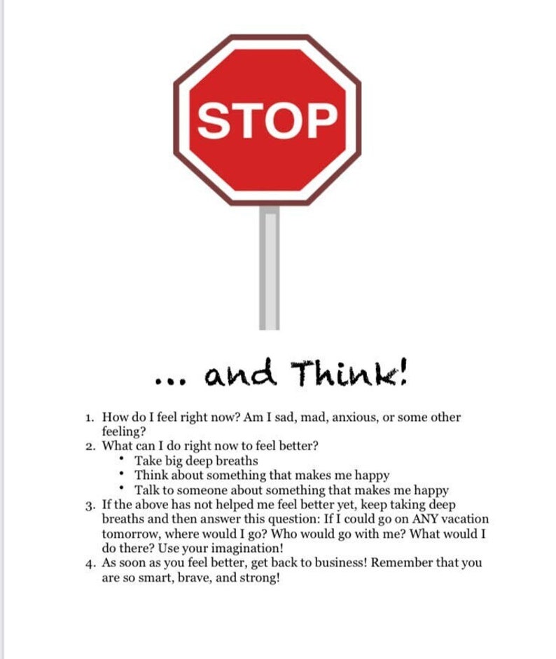 Stop think worksheet etsy