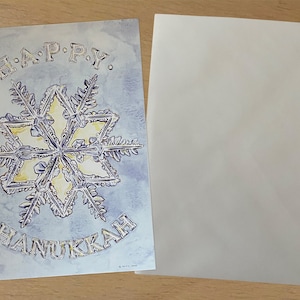 Cartes de Hanoucca pleine taille avec enveloppes - Lot de 12 (6,75 x 4,75 po.) voeux juifs Joyeux Hanoucca en forme de flocon de neige rehaussés de feuille d'or