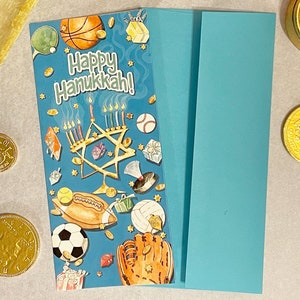 Chanukka Geldhalter Karte und Umschlag Geschenkkarte Währung Scheck Gelt Giver Happy Chanukka Jüdischer Feiertag Dreidel Menorah Festival Of Lights