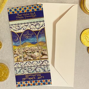 Chanukka Geldhalter Karte und Umschlag Geschenkkarte Währung Scheck Gelt Giver Happy Chanukka Jüdischer Feiertag Dreidel Menorah Festival Of Lights