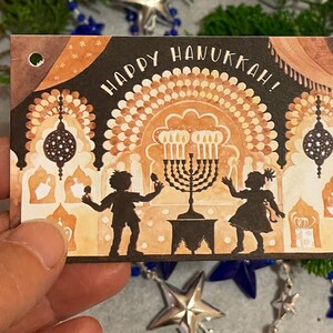 Chanukkah Geschenkanhänger 10Er Set Chanukah To-from Etiketten Dekorative Menorah Dreidel Kerzen Festival des Lichts Weihnachtsanhänger mit Band