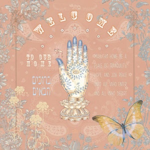 Welcome sign Entryway Decor Jewish Home Blessing Wall Art New House Prayer New Home Gift Housewarming Birkat Habayit Jewish home greeting