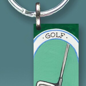 Jewish Golf Lover Key Chain Travelers Prayer Hebrew Charm Keyring Luggage Tag Blessing Bag Charm Purse Backpack Fob Gift (~3/4&quot; x 1 3/4&quot;)
