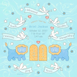 Jüdisches Baby Geschenk Junge Benennung Neugeborenen Bris Zertifikat Benutzerdefinierter hebräischer Name Kleinkind neues Baby Brit Milah Zeremonie Kindernamenandenken