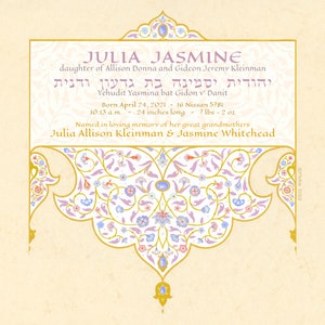 Gepersonaliseerde Joodse Baby Gift Meisje Naamgeving Ceremonie Pasgeboren Simchat Vleermuis Certificaat Aangepaste Hebreeuwse Naam Peuter Nieuwe Baby Kinderen Naam Aandenken