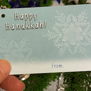 Hanukkah Gift Tags set di 10 Happy Chanukah to-from etichette decorative menorah dreidel candele Festival of Light holiday hang tag con nastro