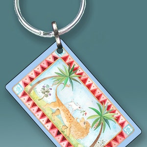 Lion and Lamb Jewish Keychain Travelers Prayer Keyring Luggage Tag Blessing Cute Baby Bag Charm Purse Backpack Fob Unique Gift (~1.5&quot; x 2&quot;)