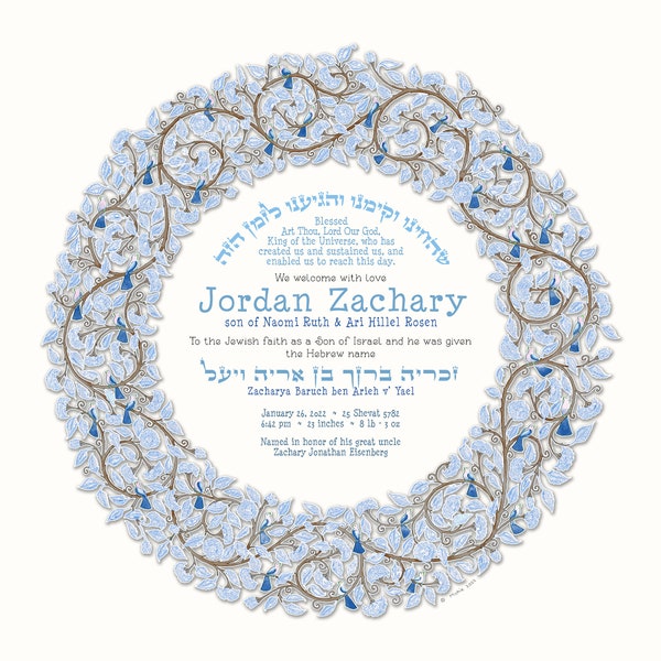Jewish Naming Ceremony Certificate Etsy Jewish Naming Ceremony Certificate Etsy
