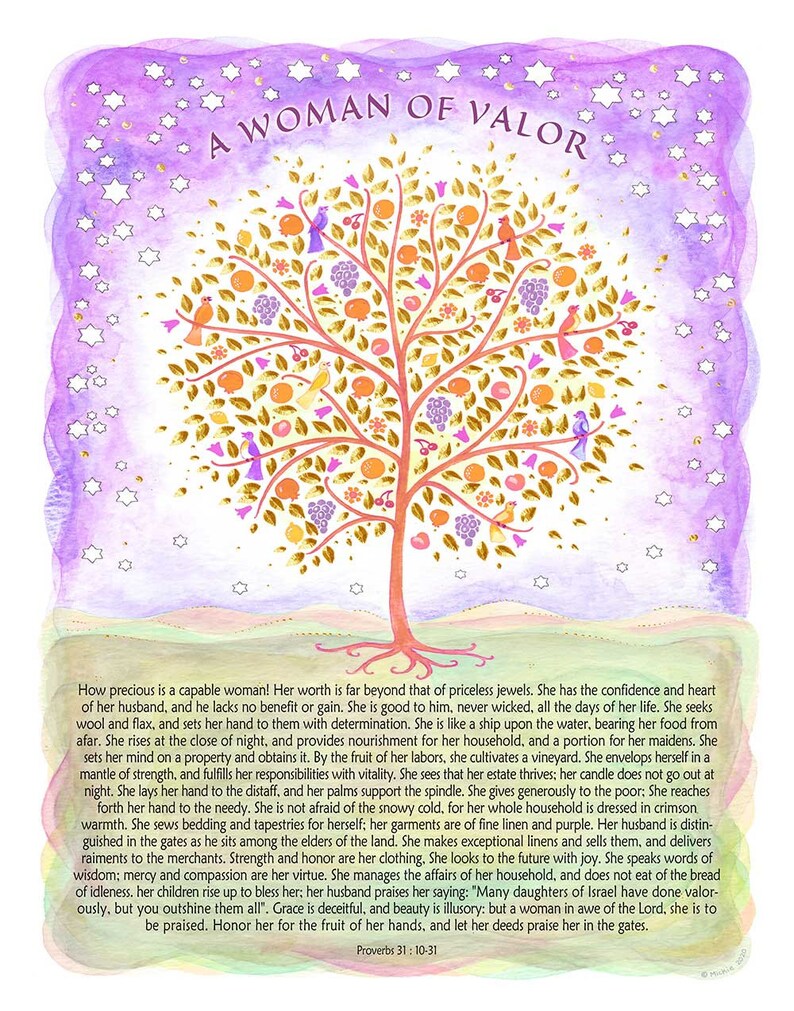 Woman Of Valor Jewish Mom Eshet Chayil Unique Ima Birthday Wedding Anniversary Spouse Modern Hebrew Proverbs 31 Wife Sister Mothers Day Violet