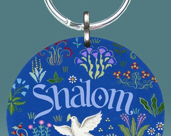 Shalom with Dove Healing Hand Affirmation Link Bracelet 