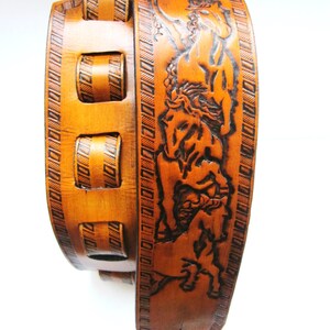 Wild Horse Leather Guitar Strap - Tooled Western Electric or Acoustic Guitar Strap for Men or Women - Guitar Player Gift for Him or Her image 10