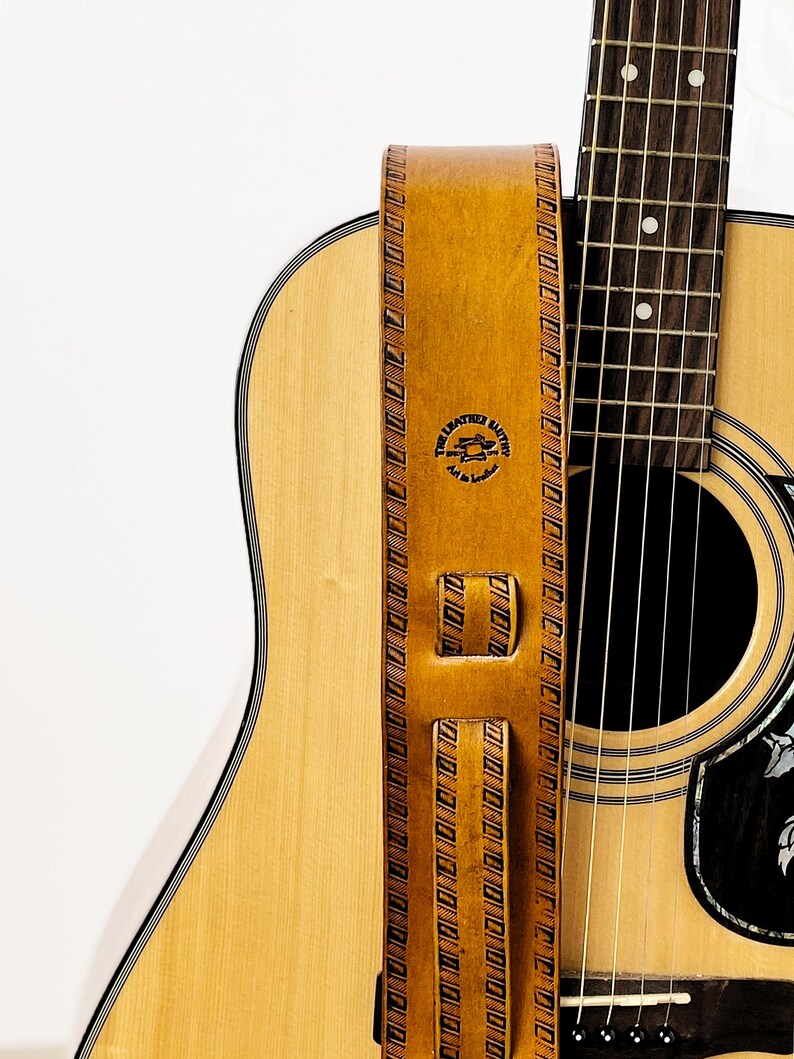 Wild Horse Leather Guitar Strap - Tooled Western Electric or Acoustic Guitar Strap for Men or Women - Guitar Player Gift for Him or Her image 5