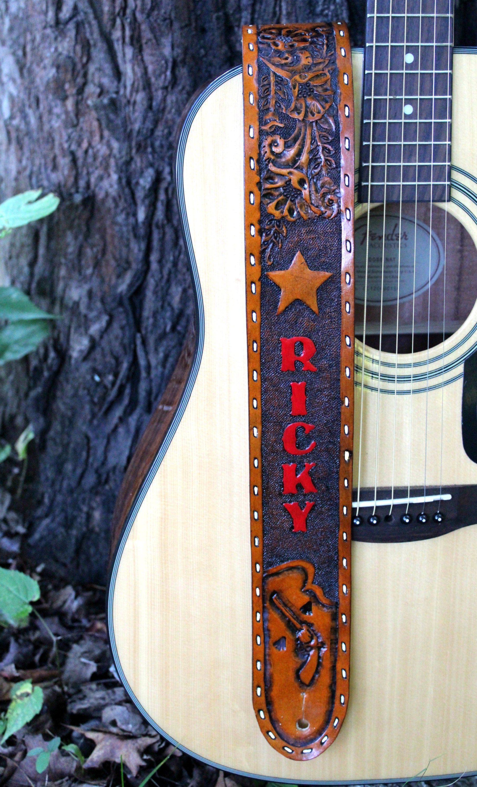 Personalized Western Leather Guitar Strap Hand Tooled and Etsy