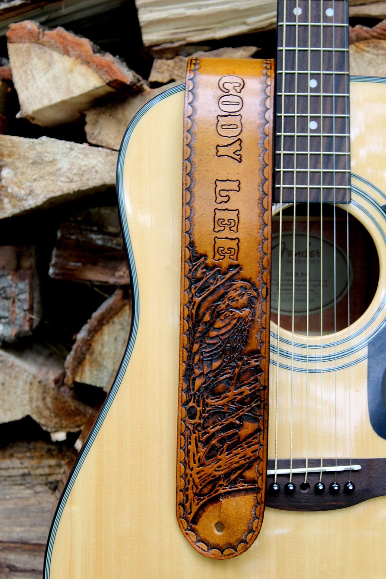 Personalized Guitar Strap with Eagle Custom Hand Tooled Etsy