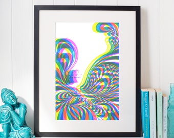 Body Swirl -psychedelic 3 colour screen print