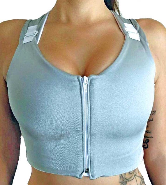 zip up compression bra