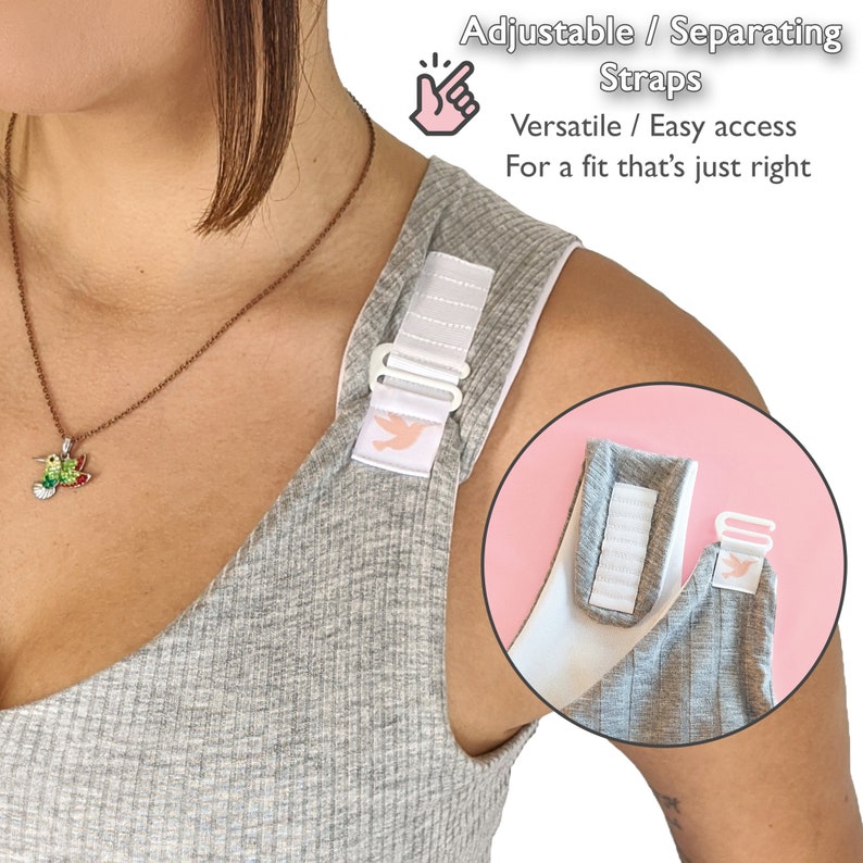 Post Surgical Comfortable Compression Front Closure Bra for Breast Augmentation | Implants | Mastectomy | Reconstruction | Soft Grey zdjęcie 4