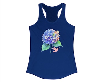 Damski top Ideal Racerback – Kwiatowy wzór z hortensją – Top z logo Brilliant Contours