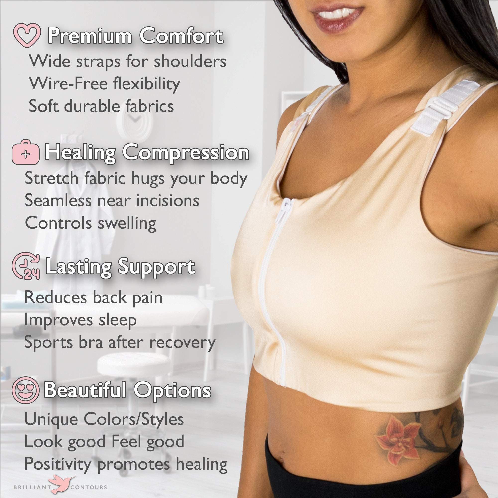 Women Front Breast Support Bra Implant Stabilizer Post Surgery Compression  Underwear Breast Augmentation Bralette Gift,S,A at  Women's Clothing  store