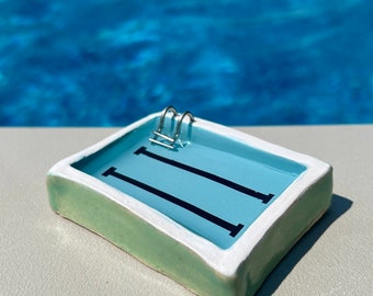 Miniature Swimming pool sculpture, ceramic Lap Pool  Cool Pool #234