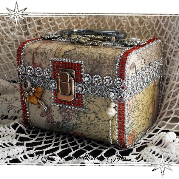 World Map Purse, Map Box Purse, World Map Travel Tote Satchel, Cute Handbag, Unique Purse, Custom Embellished Purse, Bohemian Gypsy Handbag