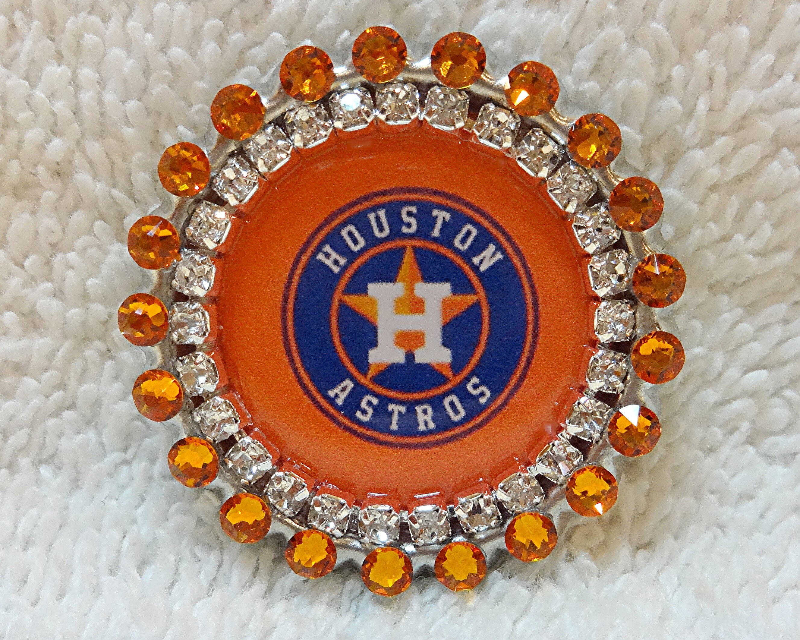 Houston Astros Pin Swarovski Orange Rhinestone Baseball Pin Etsy
