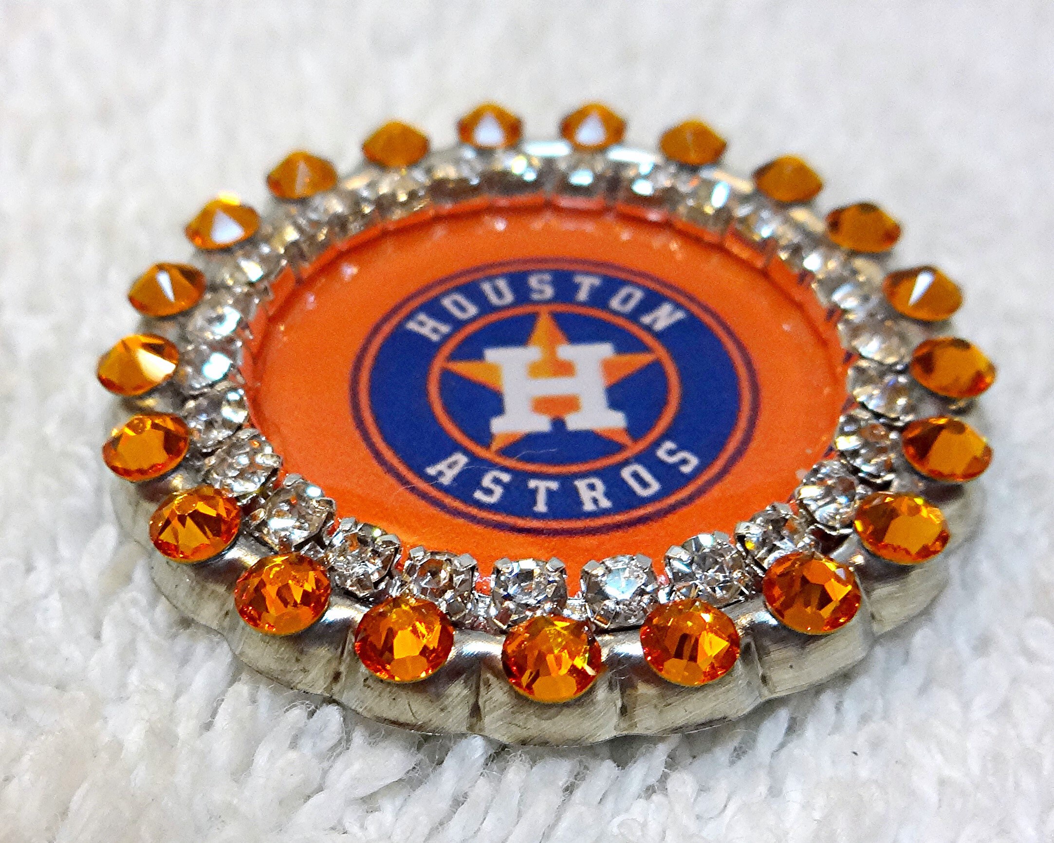 Houston Astros Pin Swarovski Orange Rhinestone Baseball Pin Etsy