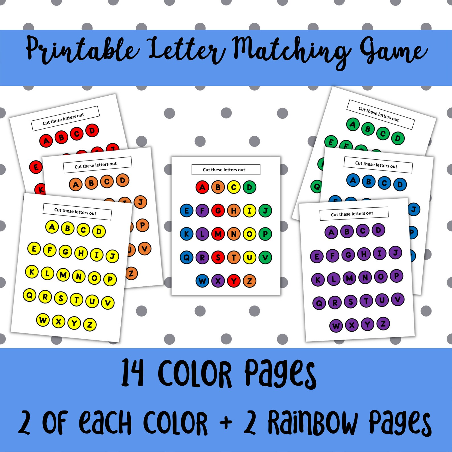 Printable Letter Matching Game | Center Activity | Busy Book Pages | File Folder Game | Cut and ...