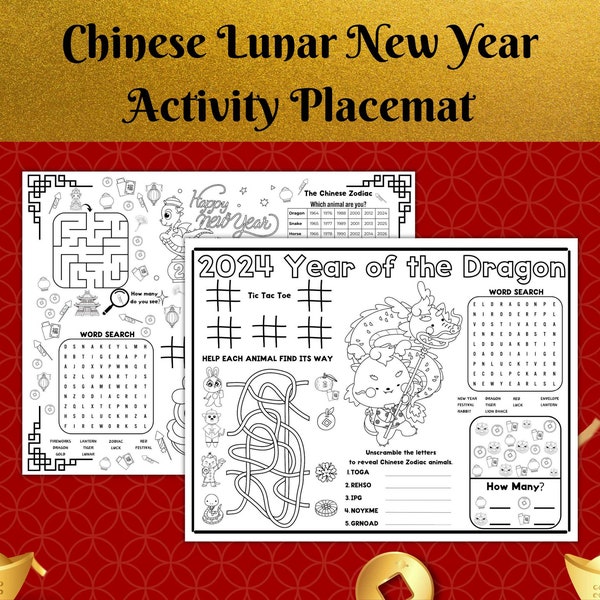 Chinese New Year Printable Activity Placemat 2024