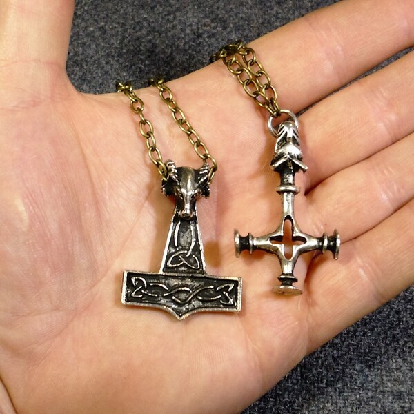 Thor's hammer pendant 2 pack, two mjolnir necklaces
