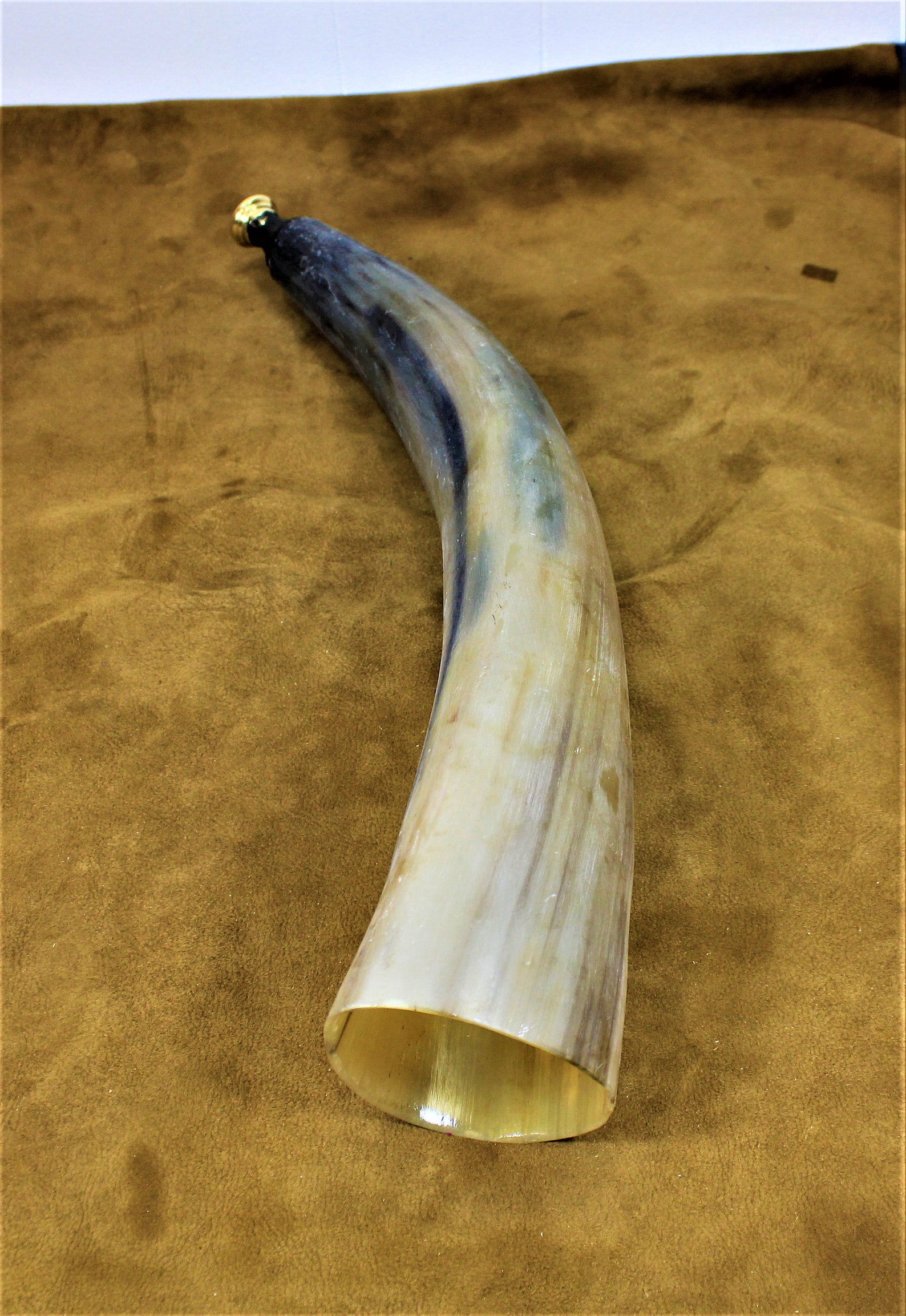 Jumbo Viking style blowing horn with metal mouthpiece Etsy