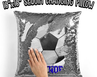 soccer sequin pillow