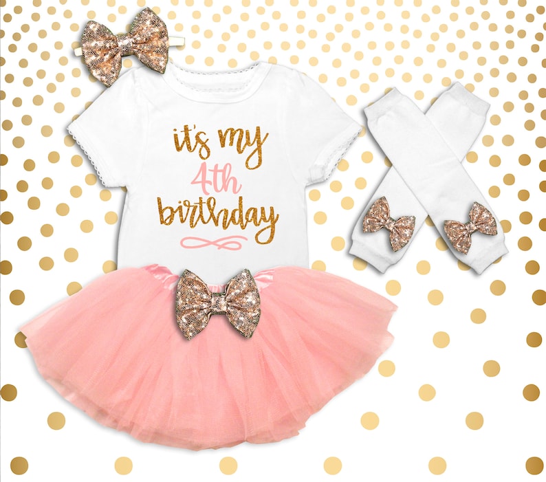 Personalized 4th Birthday Outfit Pink and Gold 4th Birthday Set 4th Birthday Outfit Birthday Set 4th Birthday Shirt