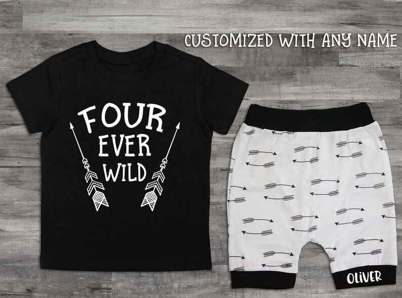 Download Boy Clothes 4th Birthday Shirt Four Ever Wild 4th Birthday ...