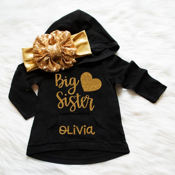 Big Sister Heart Arrow Sibling Long Sleeve Hoodie Shirt Sister Shirt Pregnancy Announcement Shirt Baby Announcement Shirt Big Sis to be