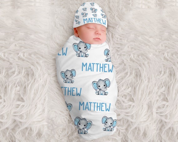 personalized receiving blanket and hat
