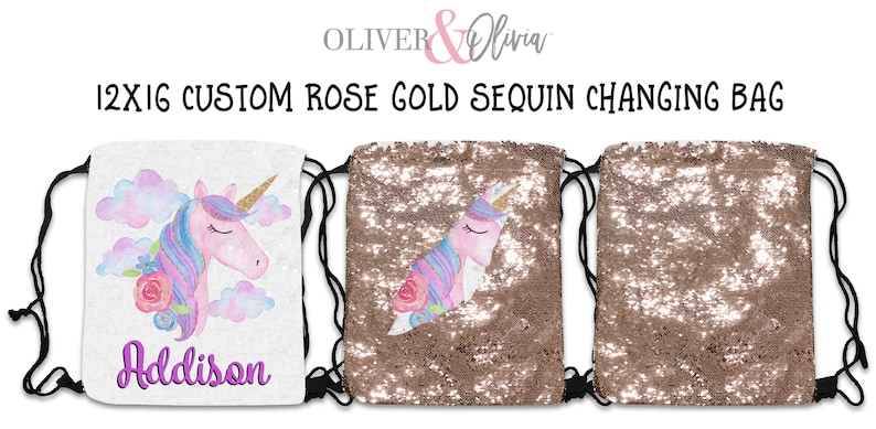 Personalized Sequin Unicorn backpack Girls Bag Party Favor Birthday Gift Girls Unicorn Drawstring Backpack