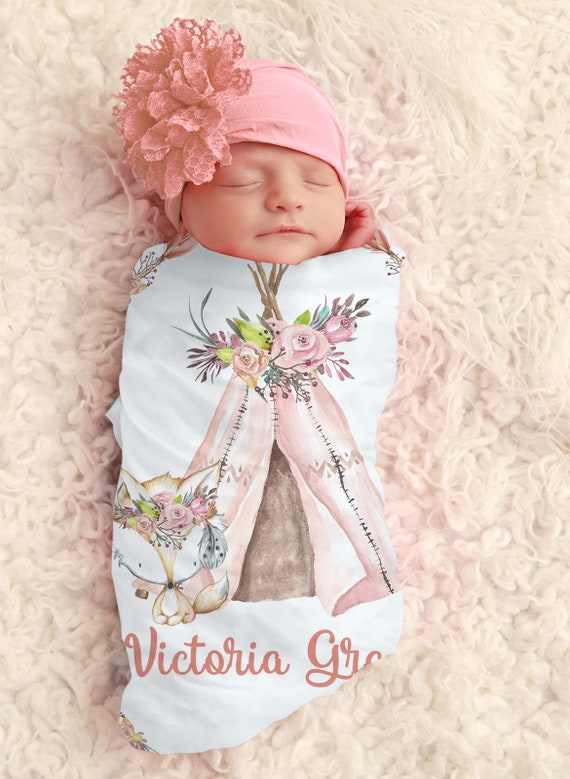 personalized swaddle blanket set