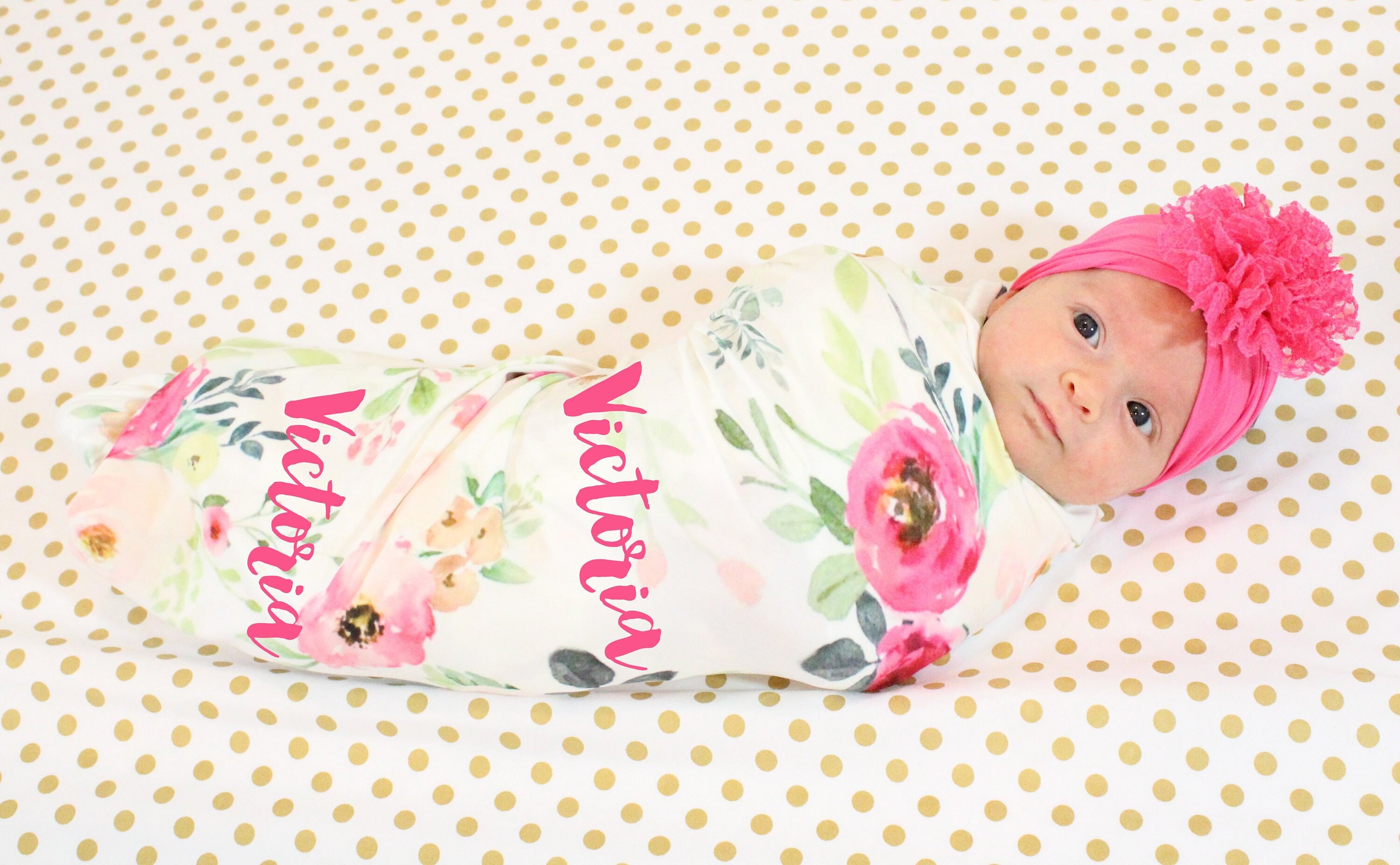 personalized baby girl swaddle